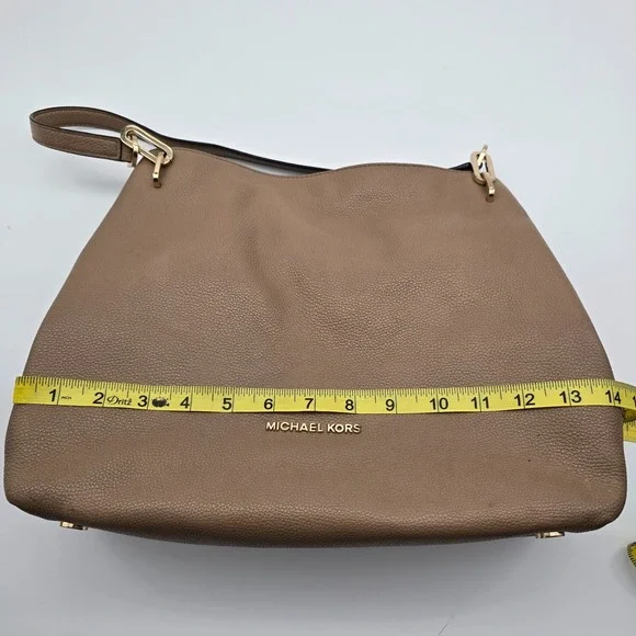 Michael Kors Raven Tan Pebble Leather Tote Shoulder Bag Hobo Style Hybrid Casual - Picture 12 of 16